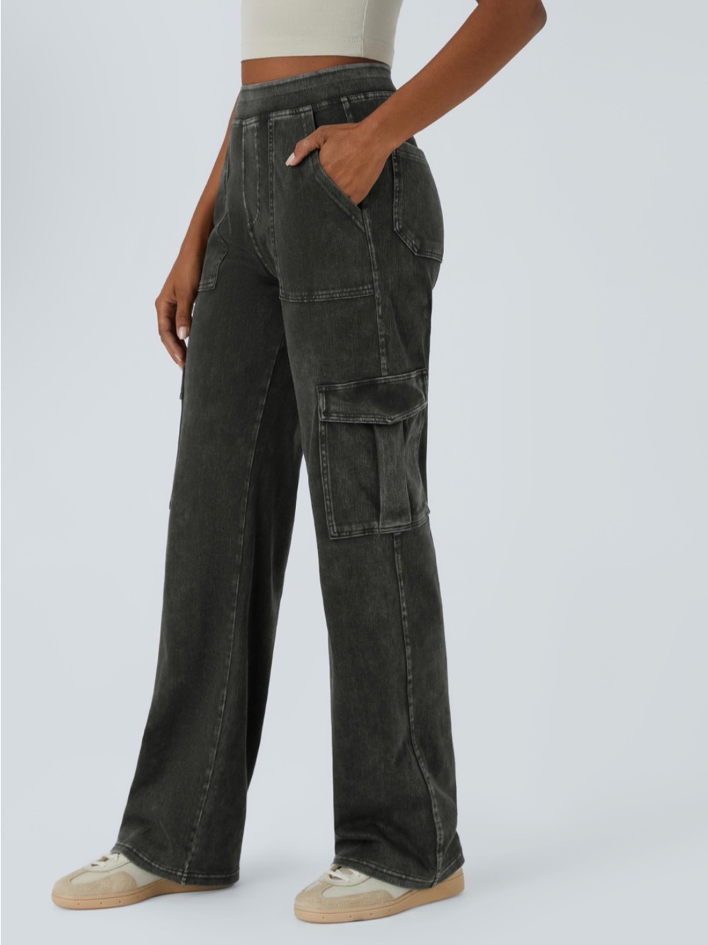 HALARA Washed Black Straight -Leg Cargo Jeans - Picture 2 of 6